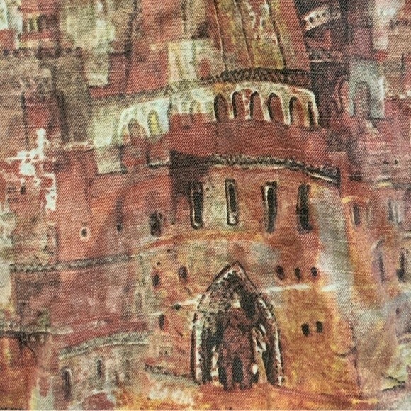 Chico’s Earth Tone European Cityscape Print Cotton Jean Jacket Size 2 - Picture 4 of 10